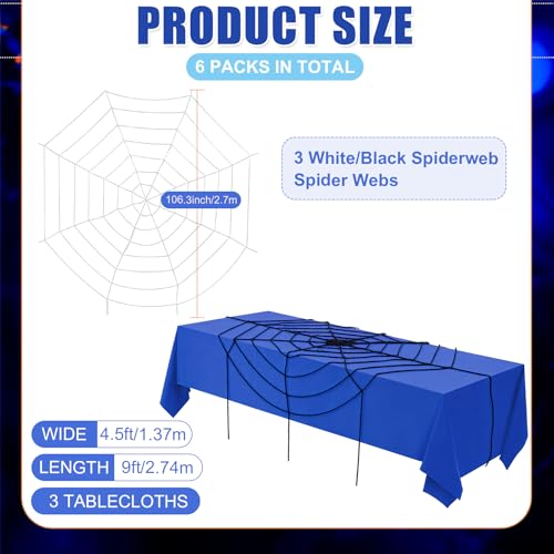 Hahafelt Spider Web Party Tablecloth & Decorations Set - Blue & Black Halloween