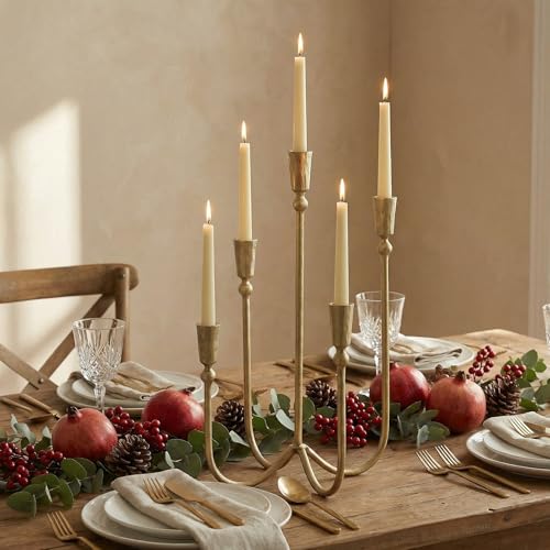 Large Iron 5-Arm Taper Candle Holder Candelabra for Dining & Weddings