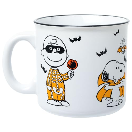 Peanuts Halloween Costume Mug - 20oz Ceramic Camper with Snoopy & Friends - Spooky Season Coffee Cup - Official Merch - Variation: Camper