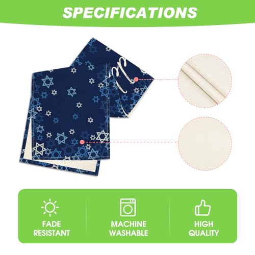 Blue Hexagram Hanukkah Table Runner 13x72 Inch - Holiday Kitchen Decor