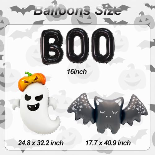 Halloween Balloons Set - Ghost, Pumpkin, Bat Foil Balloons for Party Decorations