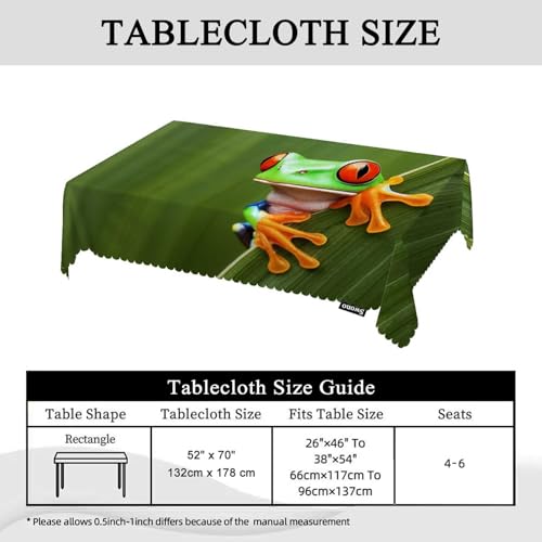 Tree Frog Tablecloth 52x70 Inch Rectangular Tropical Leaves Animal Decor