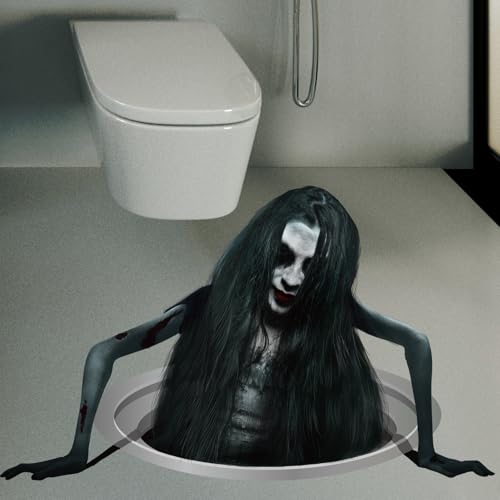 Halloween Horror Ghost Floor Decal - Creepy 3D Ground Sticker for Haunted House & Party