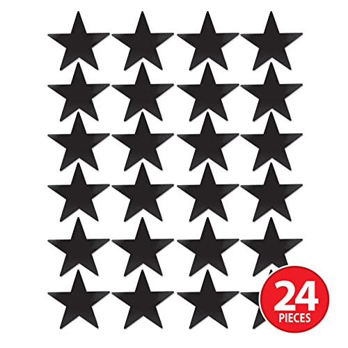 Black Foil Star Cutouts - 24 Pack 15 Inch Party Decorations for Wall & Table