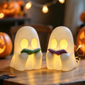 3D Printed LED Ghost Halloween Decor - 5in Indoor Gathering Ornaments - Pack of 2