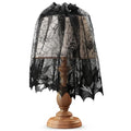 Halloween Lamp Shade Cover Decorations - 20x60 Inch Black Lace Spider Web Design - 1 Piece