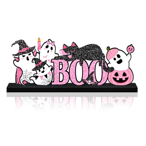 Halloween Pink Table Decorations Centerpiece - Pink Ghosts Metal Sign