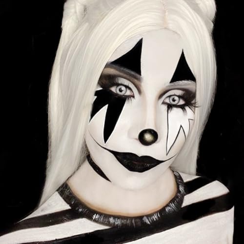 Black and White Face & Body Paint Set Water Based Washable Non-Toxic for Halloween Cosplay