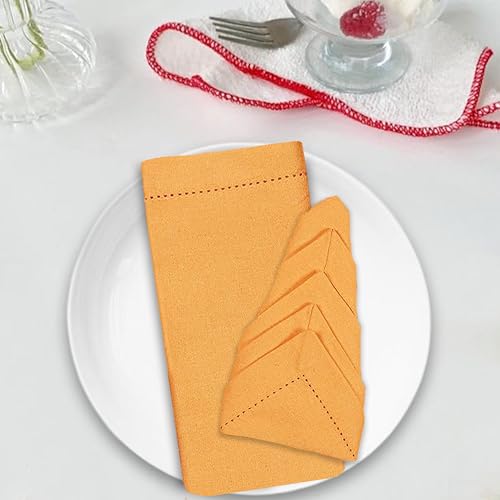 Yellow Hemstitched Cloth Dinner Napkins Set of 1 - 18x18 Inch Reusable Cotton