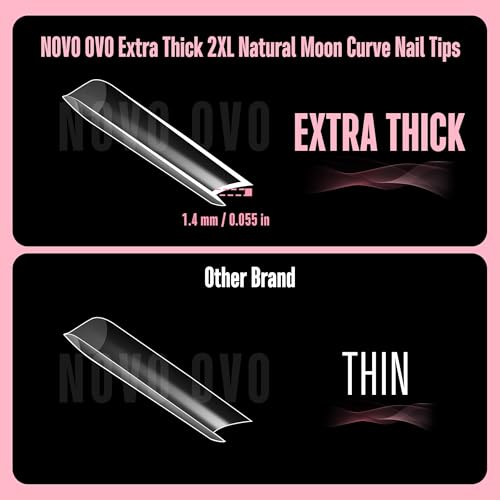 XXL Square Nail Tips with Sharp Point & Moon Curve - Extra Thick, Soft Gel, 15 Sizes, Matte Finish, DIY False Nails Kit