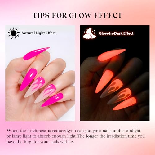 MTSSII Glow in the Dark Gel Nail Polish Set - 4 Color Neon Fluorescent UV Polish