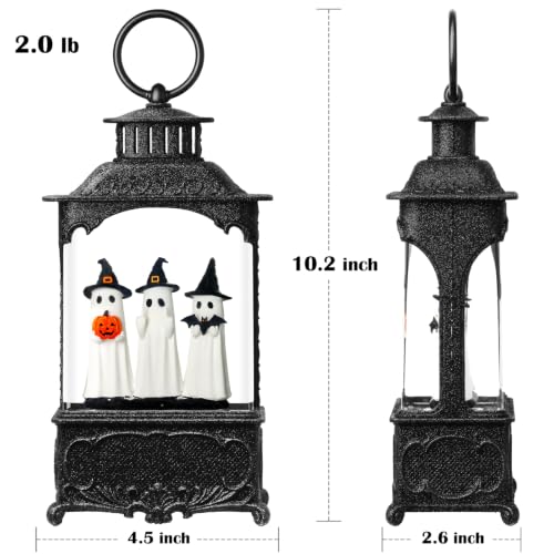 Halloween Ghost Snow Globe Lantern - Hand-Painted Indoor Halloween Decorations - Spooky Glitter Globe with Timer & USB Power - Variation of This Listing