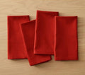 Cotton Dinner Napkins Set of 4 - Red 18x18 Inch Washable Table Linen for Dining & Parties