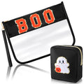 Halloween Boo Theme Clear Makeup Bag Set Waterproof PVC Pouches - 2 Pieces