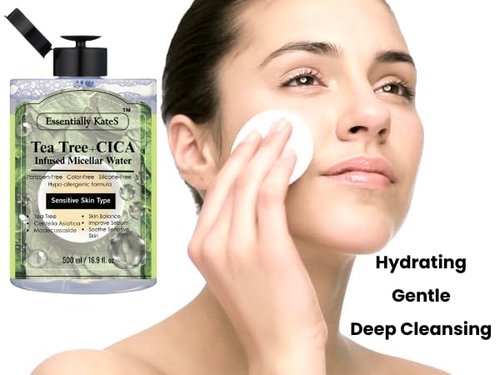 Essentially Kate's Micellar Cleansing Water - Hydrating Makeup Remover with Hyaluronic Acid & Tea Tree | 16.9 Fl Oz for Sensitive Skin