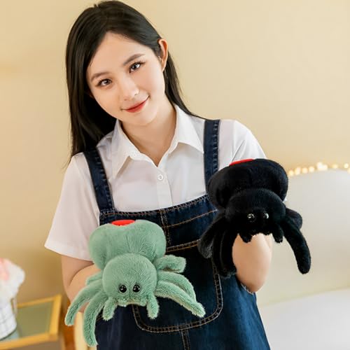 Green Soft Spider Plush Pillow - Realistic Toy for Kids & Decor