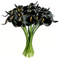 Artificial Calla Lily Flowers Set - Black, 13pcs for Wedding & Home Decor