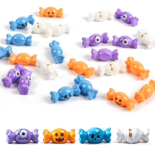 Halloween Resin Candy Figurines Set of 24 - Spooky Party Decor & Tabletop Decorations