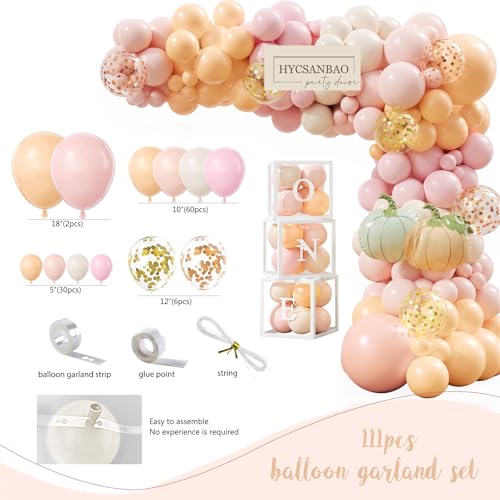 First Birthday Pumpkin Decorations Set for Fall Party - Girl Baby 1st Birthday Supplies