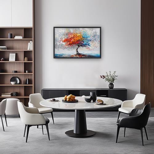 Colorful Tree Wall Art Abstract Rainbow Tree of Life Canvas Print - 36x24 Inches, Framed Home Decor - Variation of Tree of Life / 36"L x 24"W