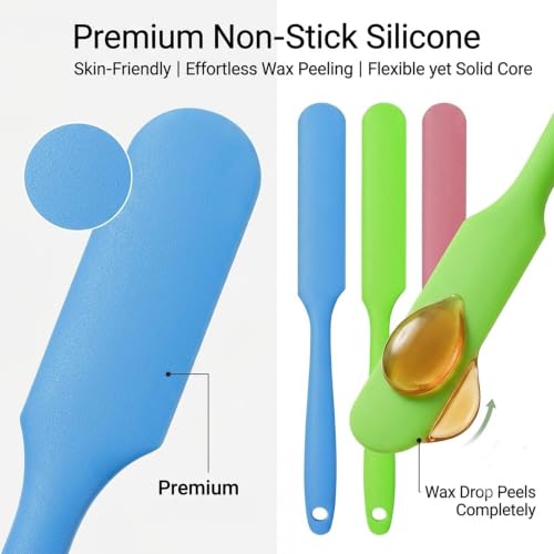 6PCS Non-Stick Wax Spatula Set - Silicone Applicators for Hair Removal & Body Use