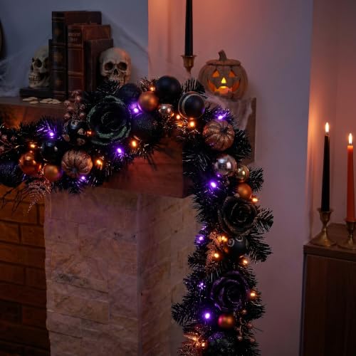 6ft Halloween Pumpkin Garland with Lights - Fall & Holiday Decor