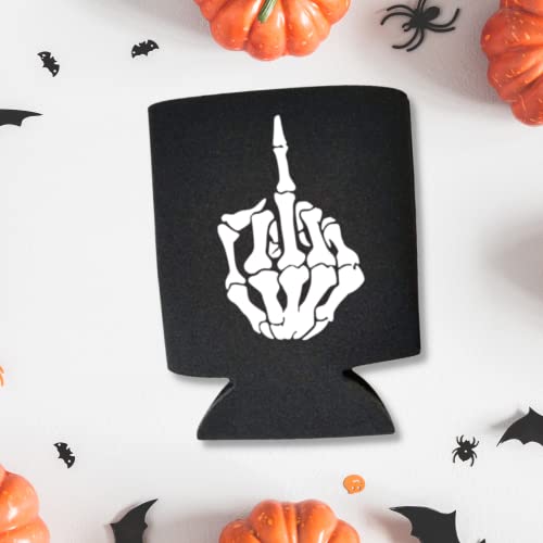 Funny Skeleton Middle Finger Can Cooler - Halloween Party Drink Cooler