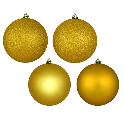 Medallion Gold 6-Inch Ball Ornament Set - Shatterproof Plastic, 4 Finishes - Variation: Medallion Gold