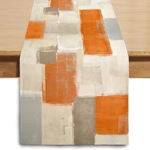 Orange Grey Table Runner 36 Inch Long for Home Decor - 13x72 Variation