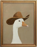Western Cowboy Goose Wall Art - Framed Canvas Decor 12x16in - Gold Frame - Whimsical Nursery & Farmhouse Wall Decor - Variation of THIS listing