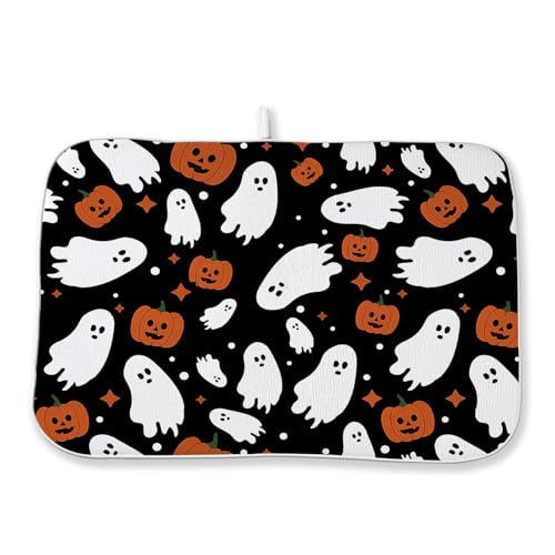 Halloween Dish Drying Mat 18x24 Inches Ghost Pumpkin Fall Kitchen Decor - Variation of THIS listing
