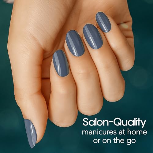 Slate of Mind Double-Ended Nail Polish Strips - 16 Long-Lasting Blue-Gray Manicure