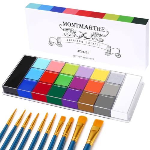 Face & Body Paint Oil Palette with 10 Brushes - Halloween Cosplay Kit