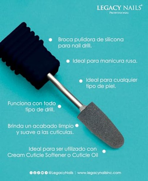 Legacy Nails Professional RUSSIAN MANICURE SILICONE POLISHER BIT - Nail Drill Bit - Ideal for Russian Manicure - Ideal to be used with Cream Cuticle Softener or Cuticle Oil