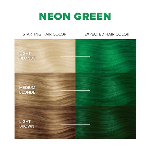 Splat Neon Green Semi Permanent Hair Dye Kit with Bleach & Application - Vibrant Color