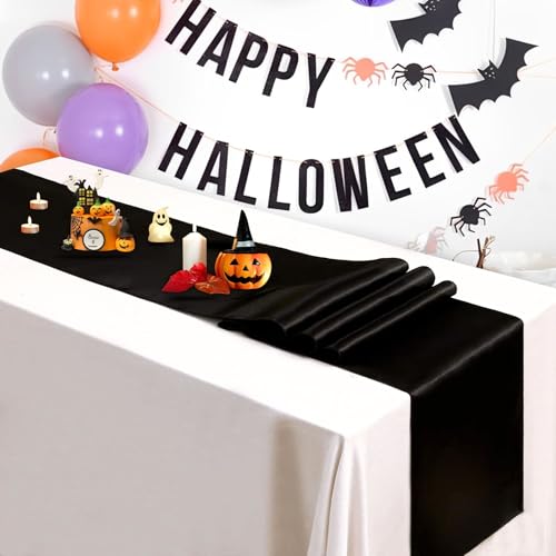Black Satin Table Runners 20 Pack 12x108 Inch - Elegant Home & Wedding Decor
