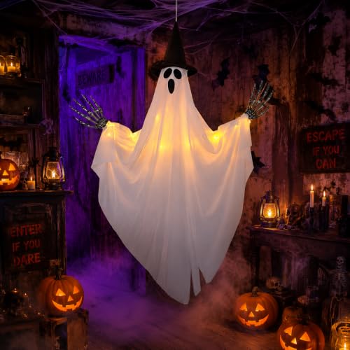 LED Halloween Ghost Decoration Outdoor Indoor 31.5 x 35.43 in Spooky Yard Decor