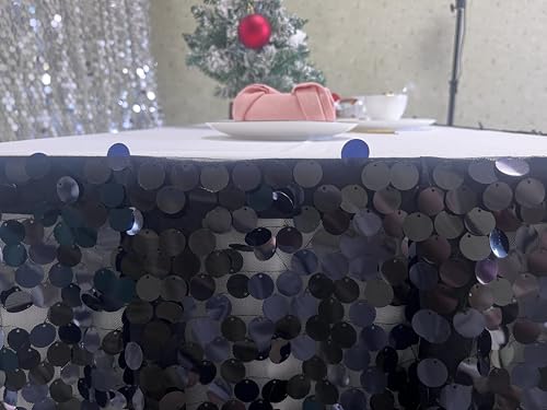 Large Black Sequin Table Skirt for 9 Ft Rectangle or Round Tables - Elegant Party Decor
