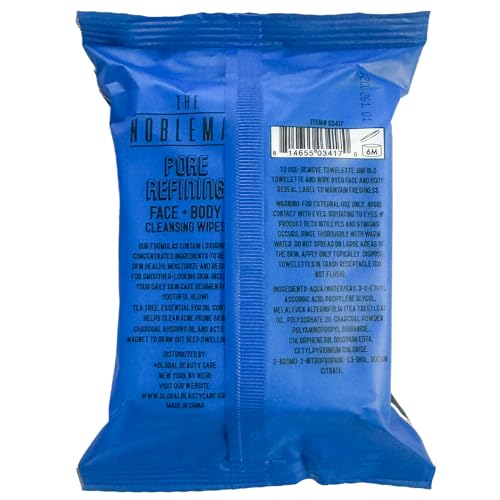 Pore Refining Face and Body Cleansing Wipes - Tea Tree & Charcoal, 120 Count