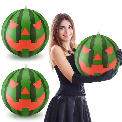 Halloween Inflatable Watermelon Pool Float - 12 Inch Watermelon Beach Ball Set of 3
