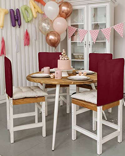 4-Pack Wine Red Chair Back Covers - Washable Dining Slipcovers for Kitchen & Restaurant