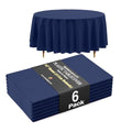 Premium Navy Blue Round Disposable Tablecloth 84 Inch, 6 Pack - Thicker & Tear-Resistant