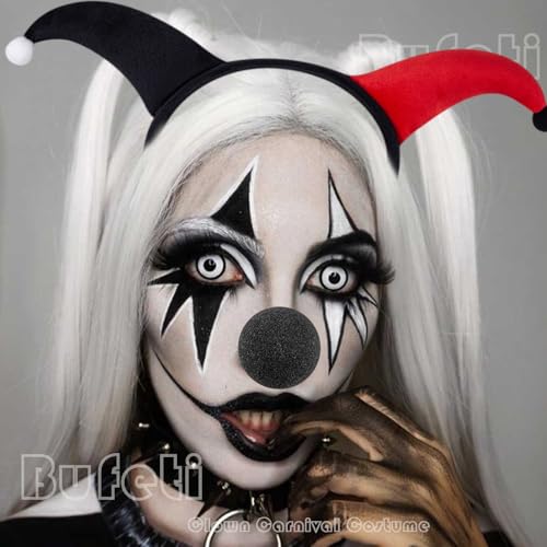 Halloween Clown Headband and Nose Set - Black Red, Medium - Costume Accessories