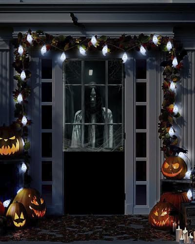 Halloween Ghost Window Cover - Female Ghost, 2 Pieces, Reusable Scary Decoration - Variation of THIS Listing