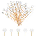 Christmas Snowflake Cocktail Picks - White Bamboo Toothpicks for Food & Drinks