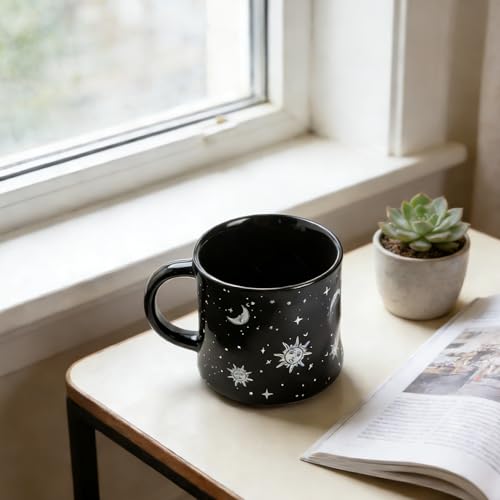 Celestial Sun Moon Stars Ceramic Coffee Mug 16 oz - Night Sky Design