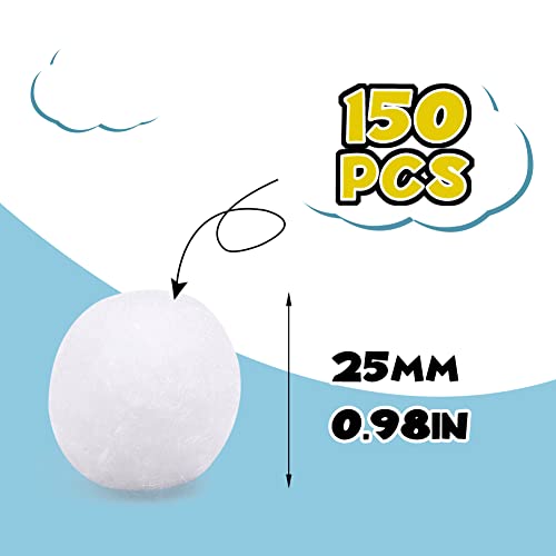 150 Pieces 1 Inch Craft Pom Poms for DIY Arts, Christmas Decorations