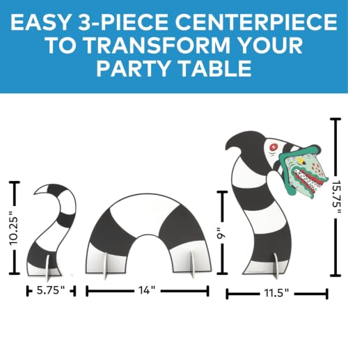 Black & White Beetlejuice Sandworm Foam Centerpiece - Halloween Party Decor, 3 Pieces