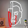 White Horror Movie Neon Sign - Dimmable Wall Decor for Halloween & Parties