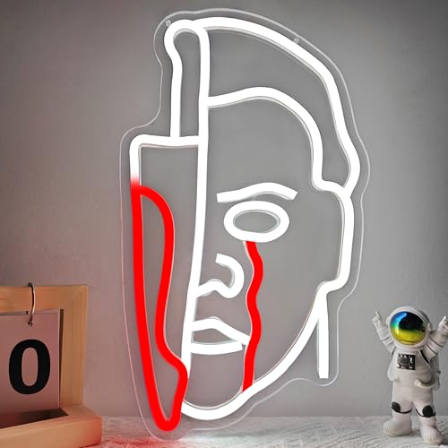 White Horror Movie Neon Sign - Dimmable Wall Decor for Halloween & Parties